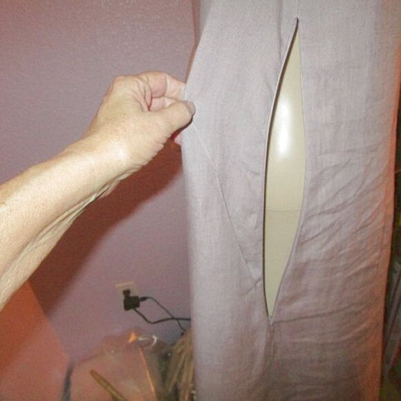 NWT Oda Lux LINEN Midi Size XL 44 DRESS Lavender COWL NECK Short Sleeve POCKETS - Picture 10 of 12